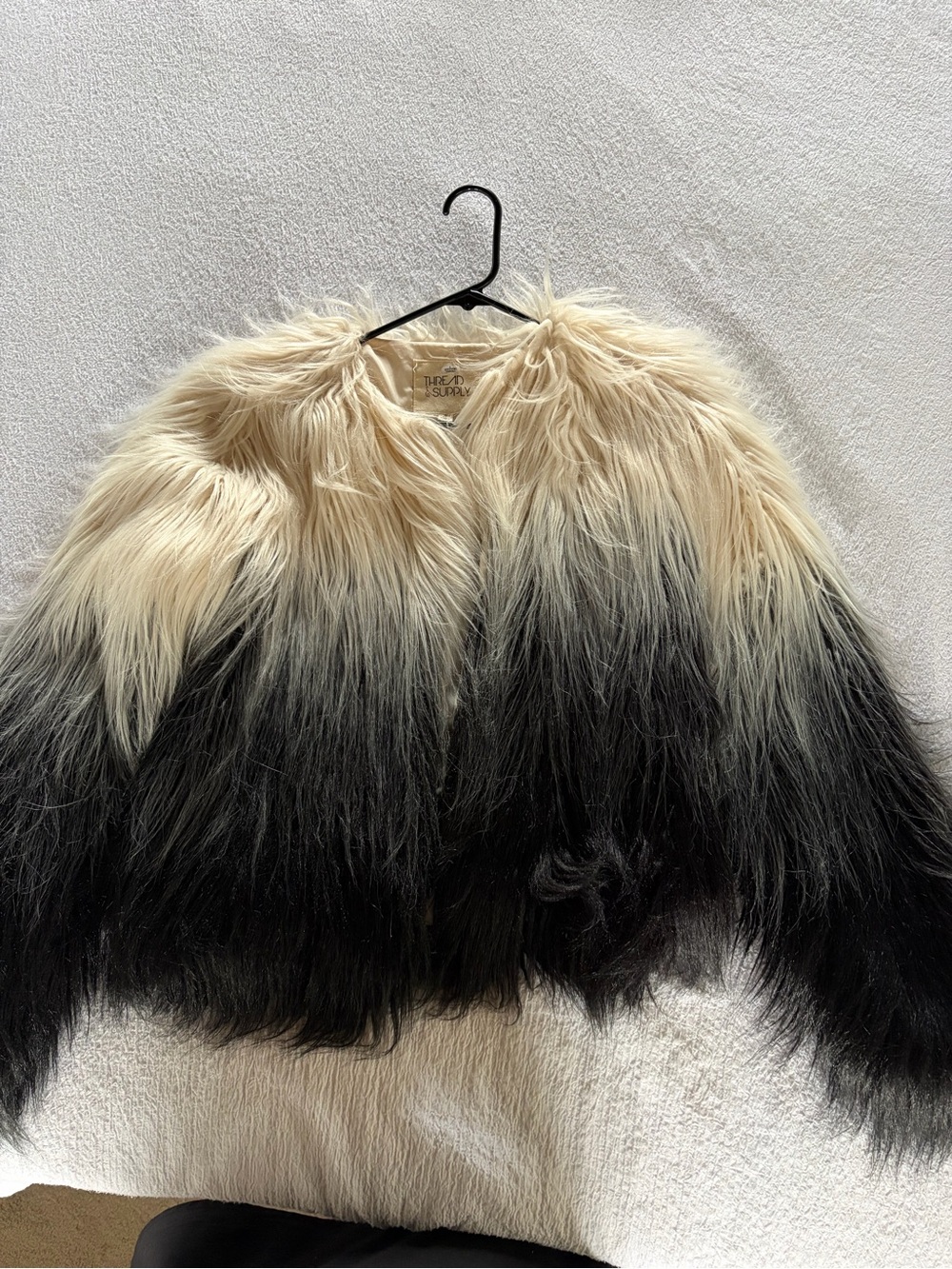 Thread & Supply Cream and Black Faux Fur Coat